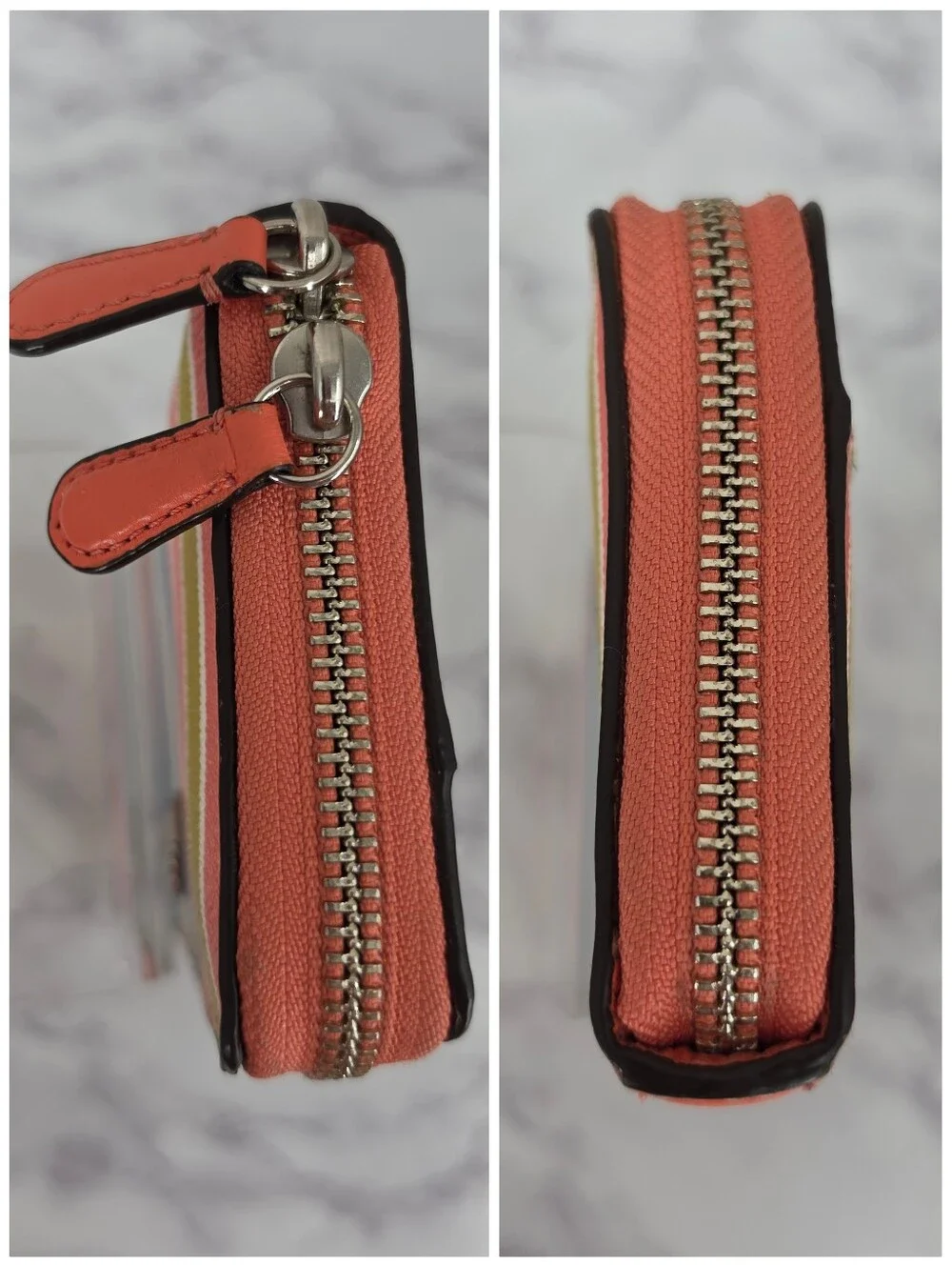 Coach Peyton Pastel Rainbow Stripe Accordion Zip Zippy Long Wallet SEE NOTES Y2K